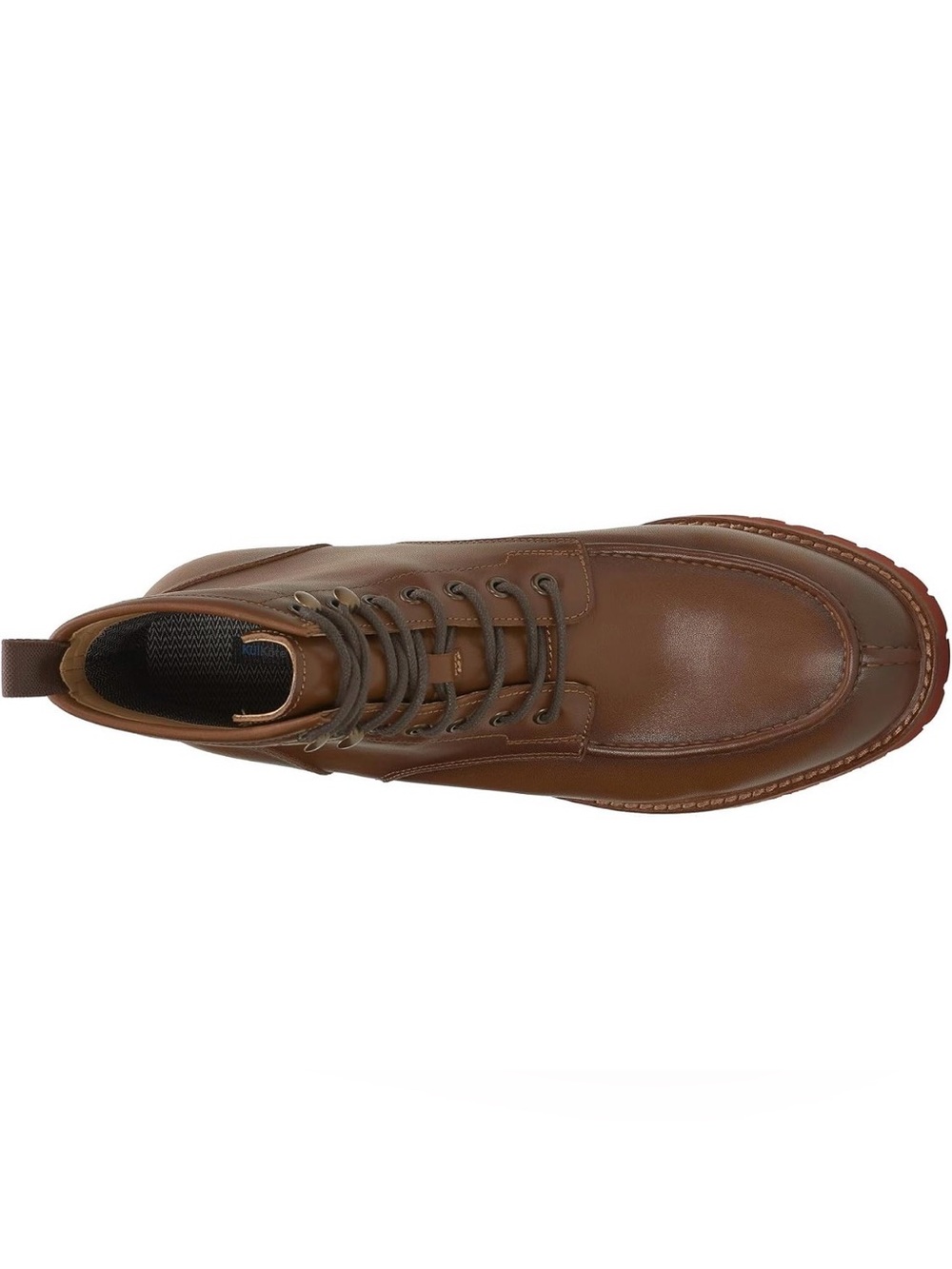 0177: Vince Camuto Brown Leather Lace-Up Moc Toe Boots - Picture 2 of 12